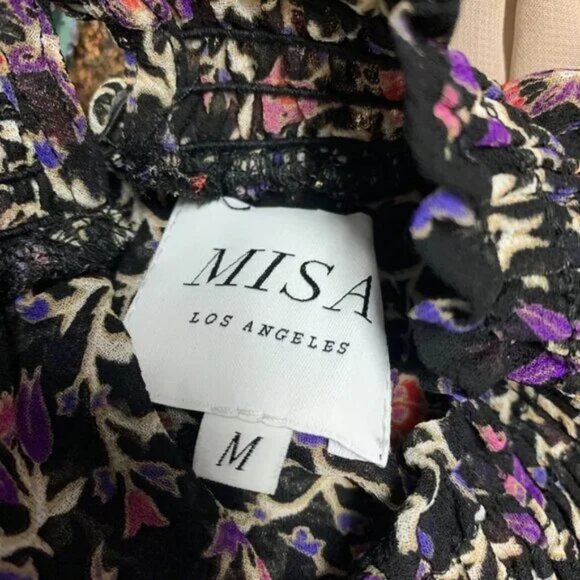 MISA LOS ANGELES Rania Asymmetrical Tiered Ruffle Dress Floral Smocked Fairy - Picture 10 of 16